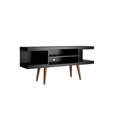 Manhattan Comfort Utopia 53.14" TV Stand with Splayed Wooden Legs and 4 Shelves in Black 19653